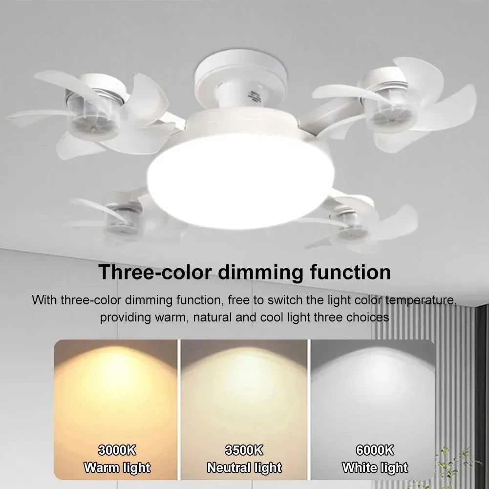 E27 Ceiling Fan with Light Remote Control Dimmable LED Fan Light 3Color Eye Protection Strobe Free Bedroom Kitchen Garage Office