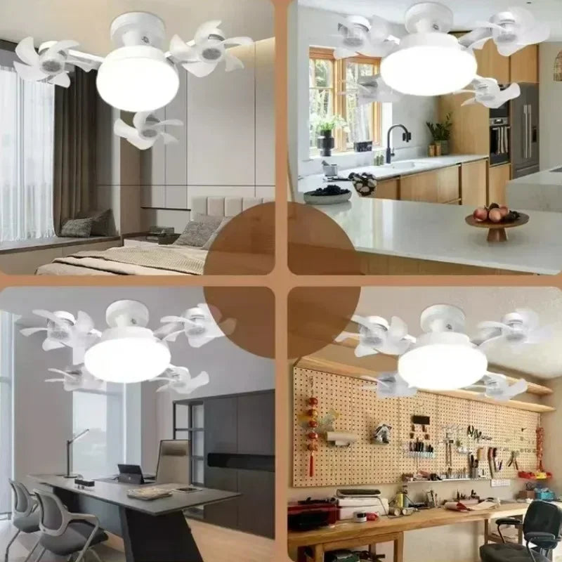 E27 Ceiling Fan with Light Remote Control Dimmable LED Fan Light 3Color Eye Protection Strobe Free Bedroom Kitchen Garage Office