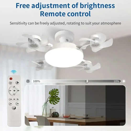 E27 Ceiling Fan with Light Remote Control Dimmable LED Fan Light 3Color Eye Protection Strobe Free Bedroom Kitchen Garage Office